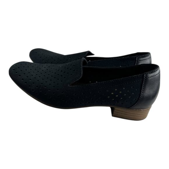 Clarks Juliet Hayes Womens 6M Navy Suede Leather 1" Flat Heel Comfort Loafers - Picture 5 of 8